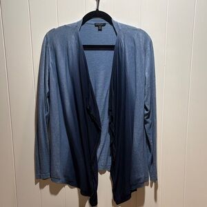 Lafayette 148 New York cotton lightweight ombré waterfall front cardigan M